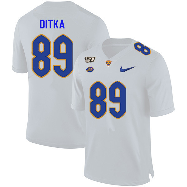 2019 Men #89 Mike Ditka Pitt Panthers College Football Jerseys Sale-White